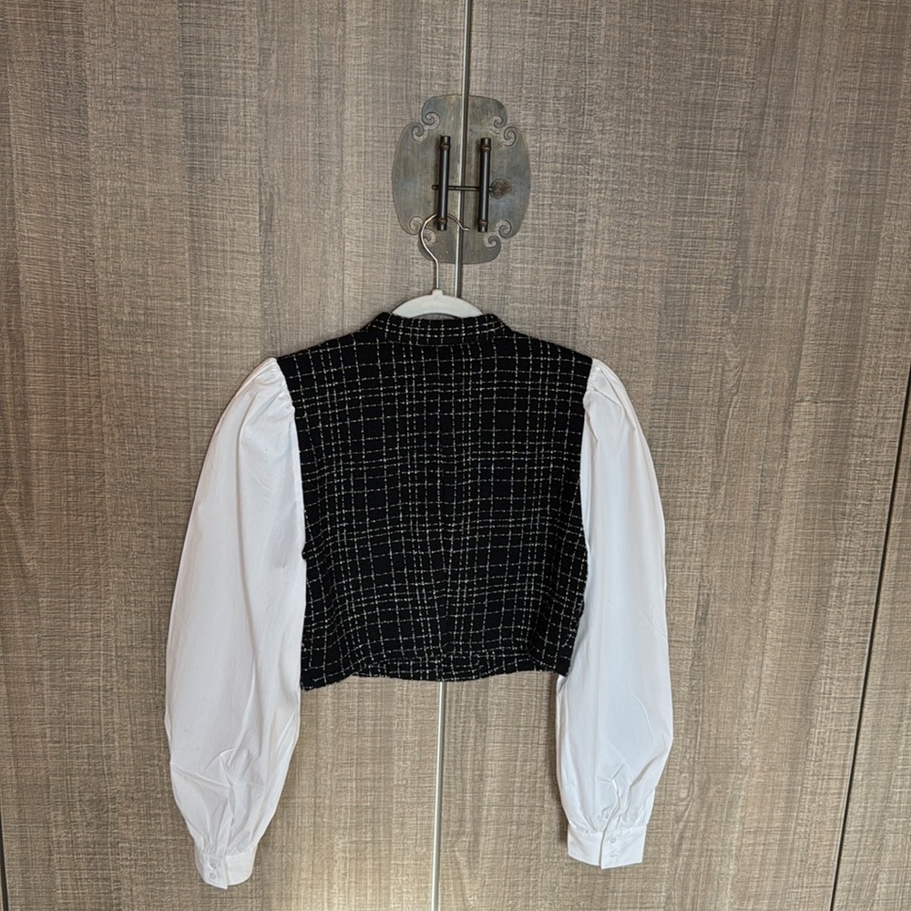 Zara Contrast Textured Check Shirt - Picture 14 of 15